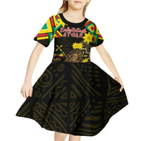 Ethiopia Enkutatash Lion of Judah Kid Short Sleeve Dress With Folk Pattern - Wonder Print Shop