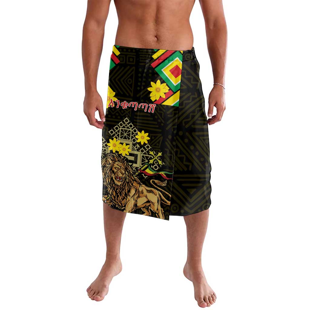 Ethiopia Enkutatash Lion of Judah Lavalava With Folk Pattern - Wonder Print Shop