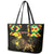 Ethiopia Enkutatash Lion of Judah Leather Tote Bag With Folk Pattern - Wonder Print Shop