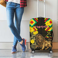Ethiopia Enkutatash Lion of Judah Luggage Cover With Folk Pattern - Wonder Print Shop