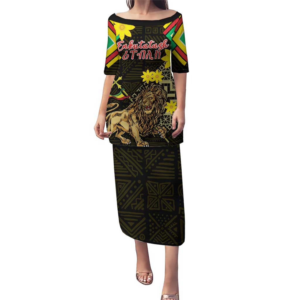 Ethiopia Enkutatash Lion of Judah Puletasi With Folk Pattern - Wonder Print Shop
