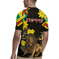 Ethiopia Enkutatash Lion of Judah Rugby Jersey With Folk Pattern - Wonder Print Shop