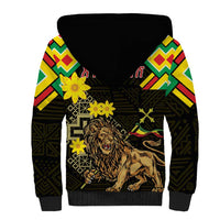 Ethiopia Enkutatash Lion of Judah Sherpa Hoodie With Folk Pattern - Wonder Print Shop