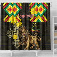 Ethiopia Enkutatash Lion of Judah Shower Curtain With Folk Pattern