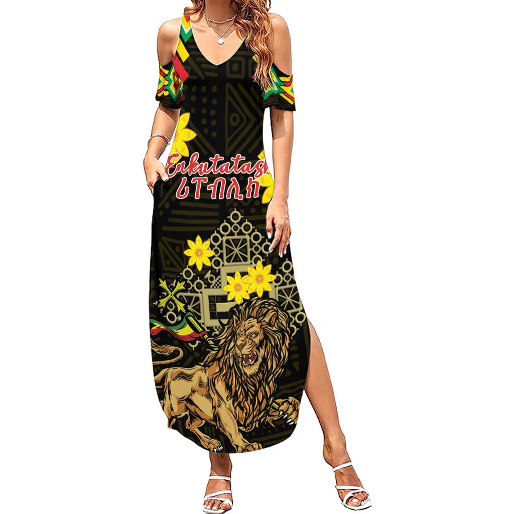 Ethiopia Enkutatash Lion of Judah Summer Maxi Dress With Folk Pattern - Wonder Print Shop