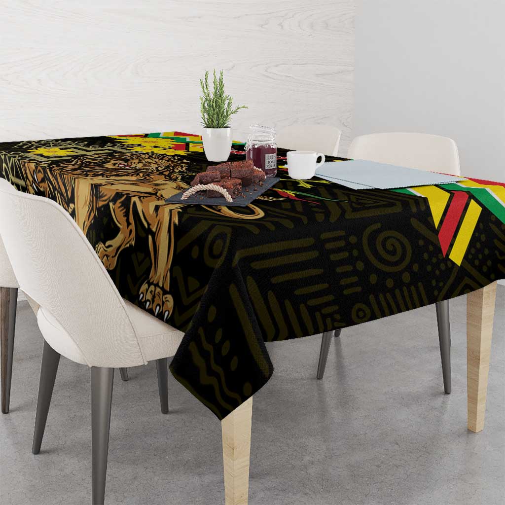 Ethiopia Enkutatash Lion of Judah Tablecloth With Folk Pattern - Wonder Print Shop