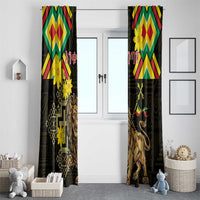 Ethiopia Enkutatash Lion of Judah Window Curtain With Folk Pattern - Wonder Print Shop