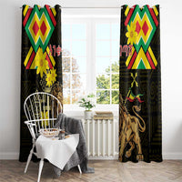 Ethiopia Enkutatash Lion of Judah Window Curtain With Folk Pattern - Wonder Print Shop