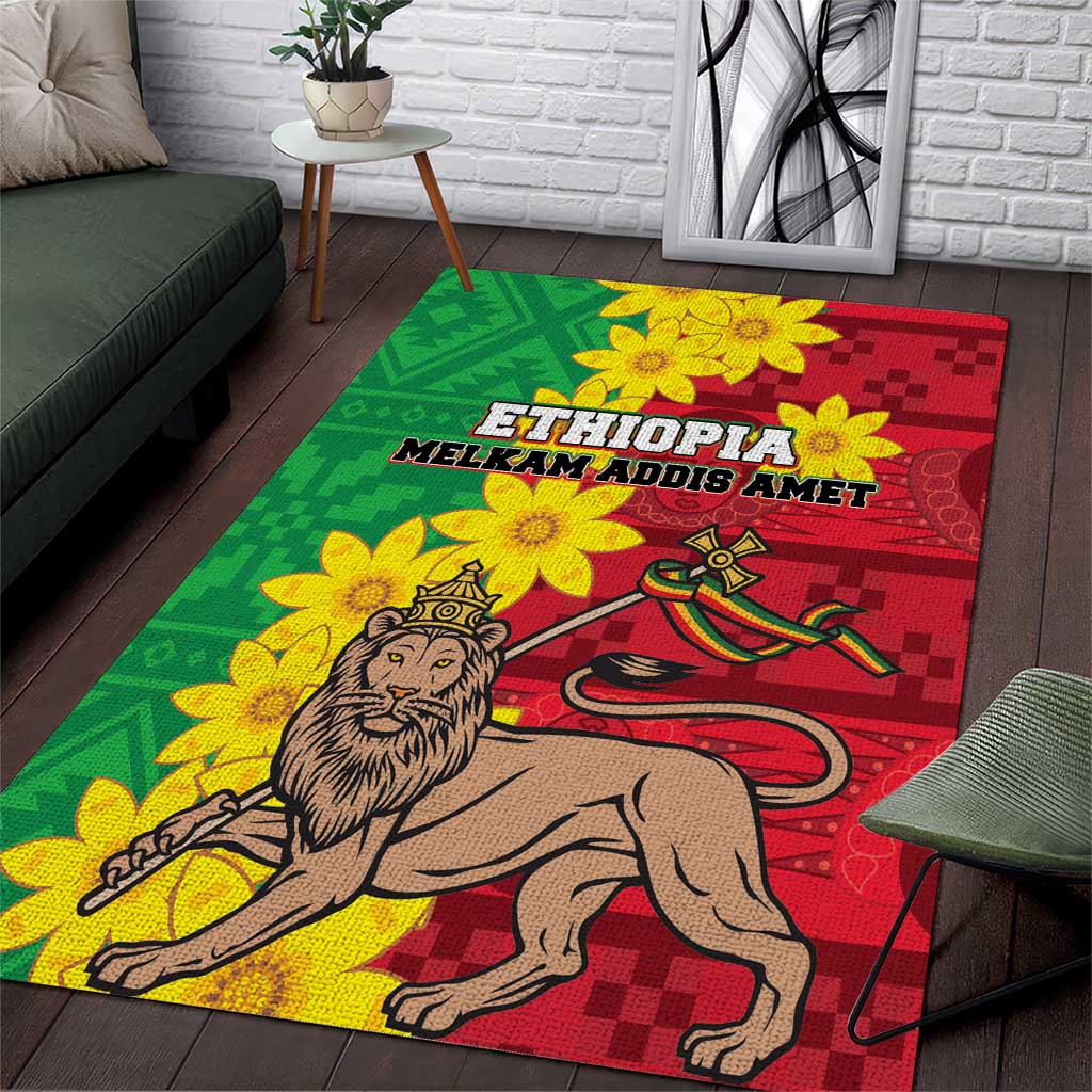 Ethiopia Enkutatash Melkam Addis Amet Area Rug With Bidens Macroptera - Wonder Print Shop