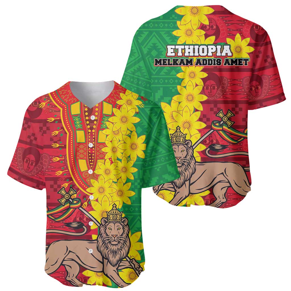 Ethiopia Enkutatash Melkam Addis Amet Baseball Jersey With Bidens Macroptera - Wonder Print Shop
