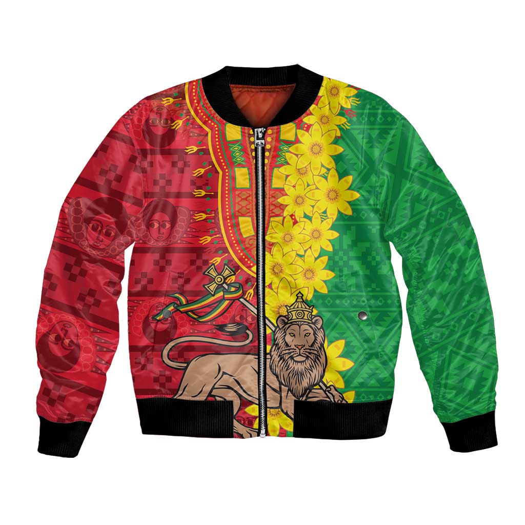 Ethiopia Enkutatash Melkam Addis Amet Bomber Jacket With Bidens Macroptera - Wonder Print Shop