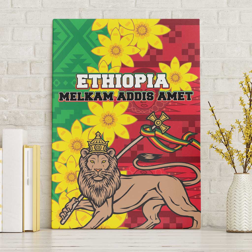 Ethiopia Enkutatash Melkam Addis Amet Canvas Wall Art With Bidens Macroptera - Wonder Print Shop