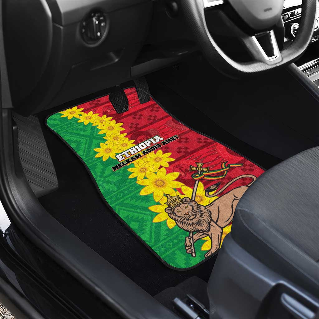 Ethiopia Enkutatash Melkam Addis Amet Car Mats With Bidens Macroptera - Wonder Print Shop