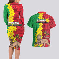 Ethiopia Enkutatash Melkam Addis Amet Couples Matching Long Sleeve Bodycon Dress and Hawaiian Shirt With Bidens Macroptera - Wonder Print Shop