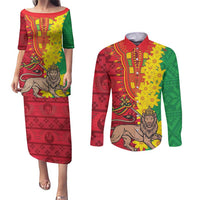 Ethiopia Enkutatash Melkam Addis Amet Couples Matching Puletasi and Long Sleeve Button Shirt With Bidens Macroptera - Wonder Print Shop