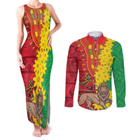 Ethiopia Enkutatash Melkam Addis Amet Couples Matching Tank Maxi Dress and Long Sleeve Button Shirt With Bidens Macroptera - Wonder Print Shop