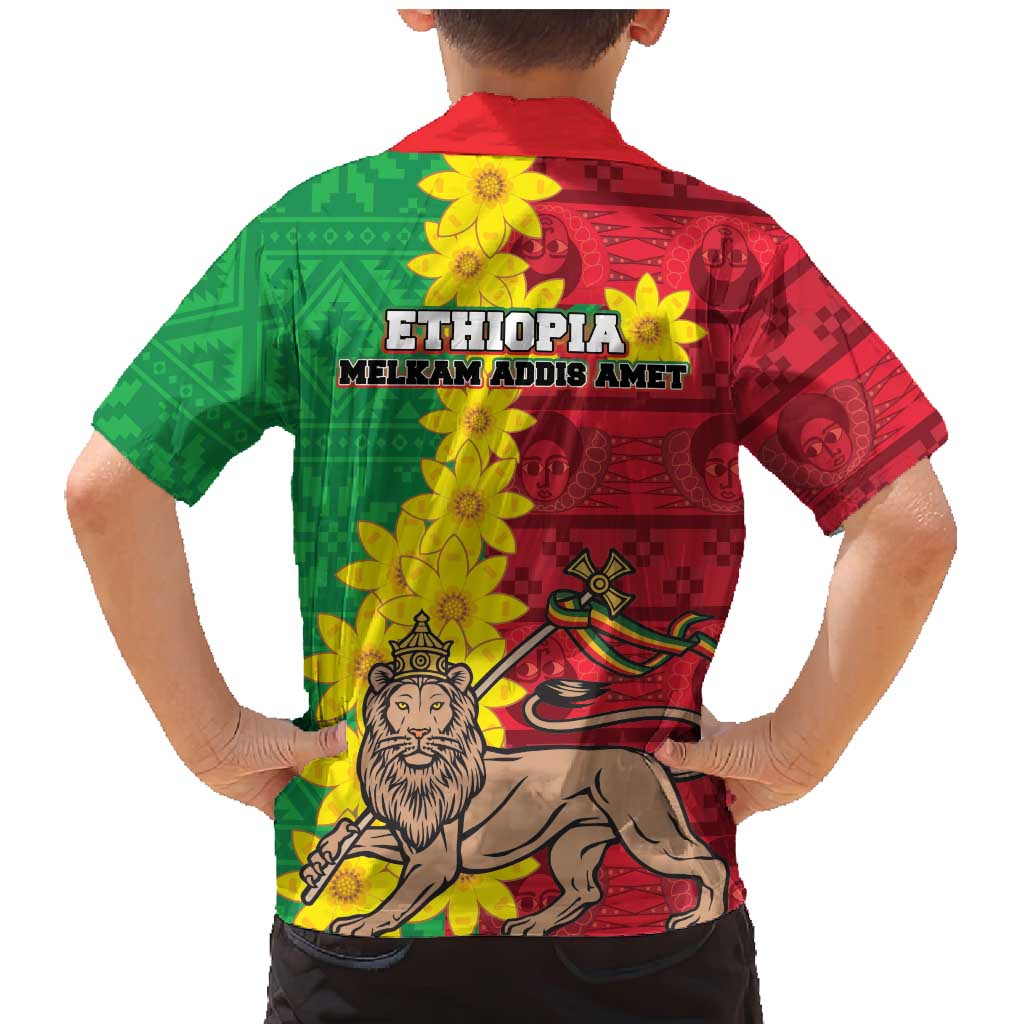 Ethiopia Enkutatash Melkam Addis Amet Family Matching Mermaid Dress and Hawaiian Shirt With Bidens Macroptera - Wonder Print Shop