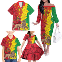 Ethiopia Enkutatash Melkam Addis Amet Family Matching Off The Shoulder Long Sleeve Dress and Hawaiian Shirt With Bidens Macroptera - Wonder Print Shop