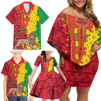 Ethiopia Enkutatash Melkam Addis Amet Family Matching Off Shoulder Short Dress and Hawaiian Shirt With Bidens Macroptera - Wonder Print Shop