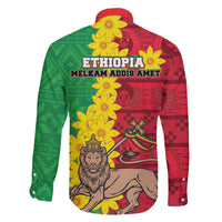 Ethiopia Enkutatash Melkam Addis Amet Family Matching Off Shoulder Short Dress and Hawaiian Shirt With Bidens Macroptera - Wonder Print Shop