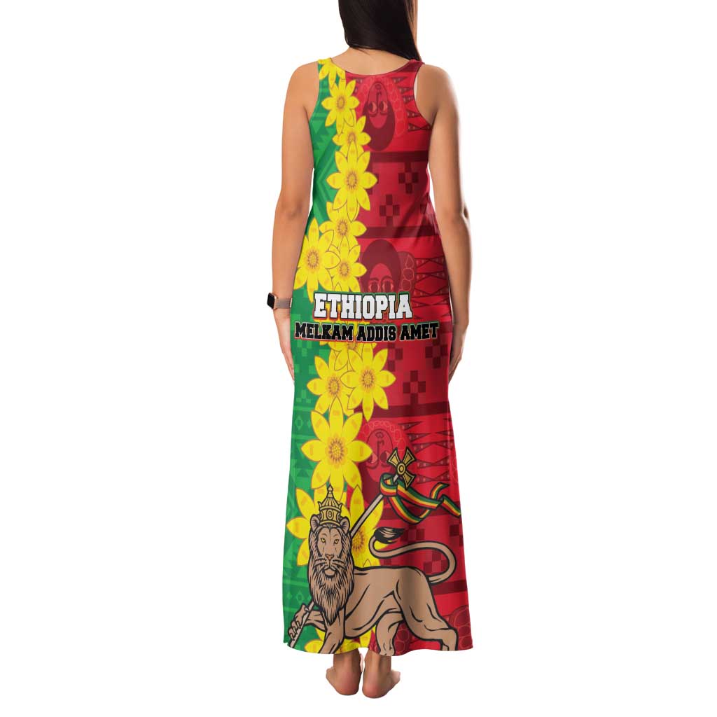 Ethiopia Enkutatash Melkam Addis Amet Family Matching Tank Maxi Dress and Hawaiian Shirt With Bidens Macroptera - Wonder Print Shop