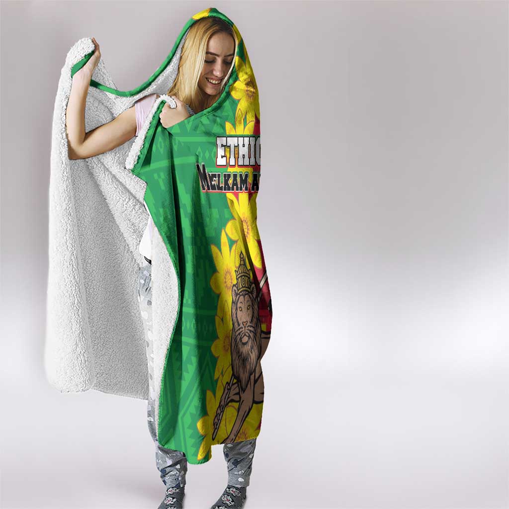 Ethiopia Enkutatash Melkam Addis Amet Hooded Blanket With Bidens Macroptera