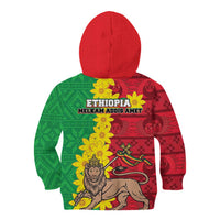 Ethiopia Enkutatash Melkam Addis Amet Kid Hoodie With Bidens Macroptera - Wonder Print Shop