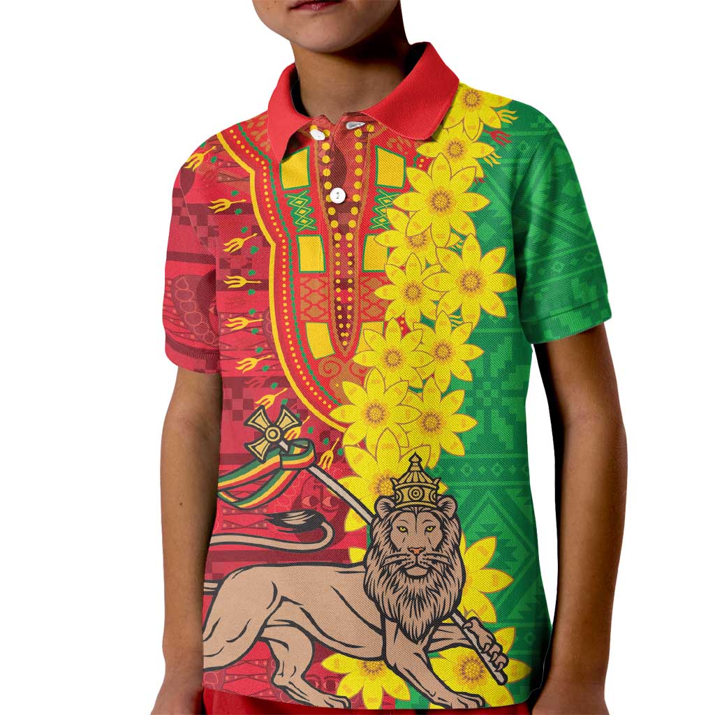 Ethiopia Enkutatash Melkam Addis Amet Kid Polo Shirt With Bidens Macroptera - Wonder Print Shop