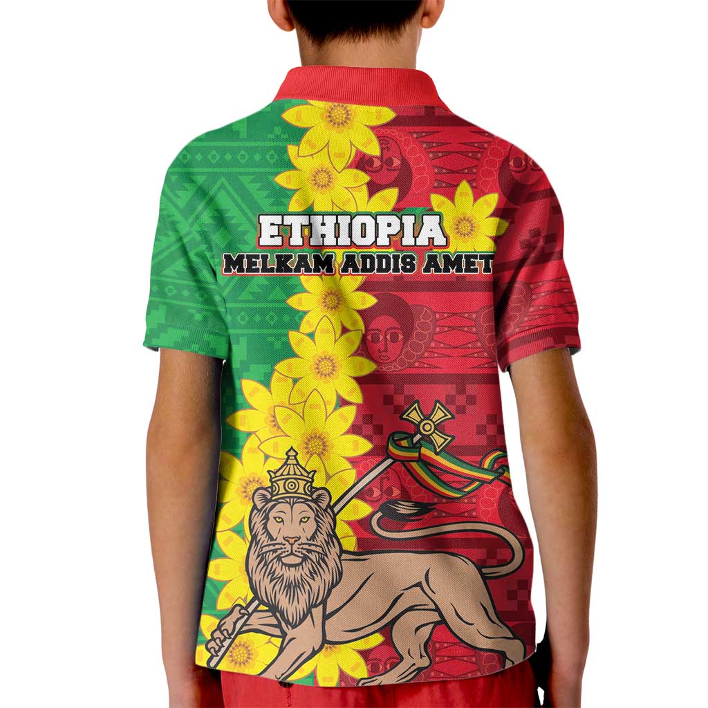 Ethiopia Enkutatash Melkam Addis Amet Kid Polo Shirt With Bidens Macroptera - Wonder Print Shop