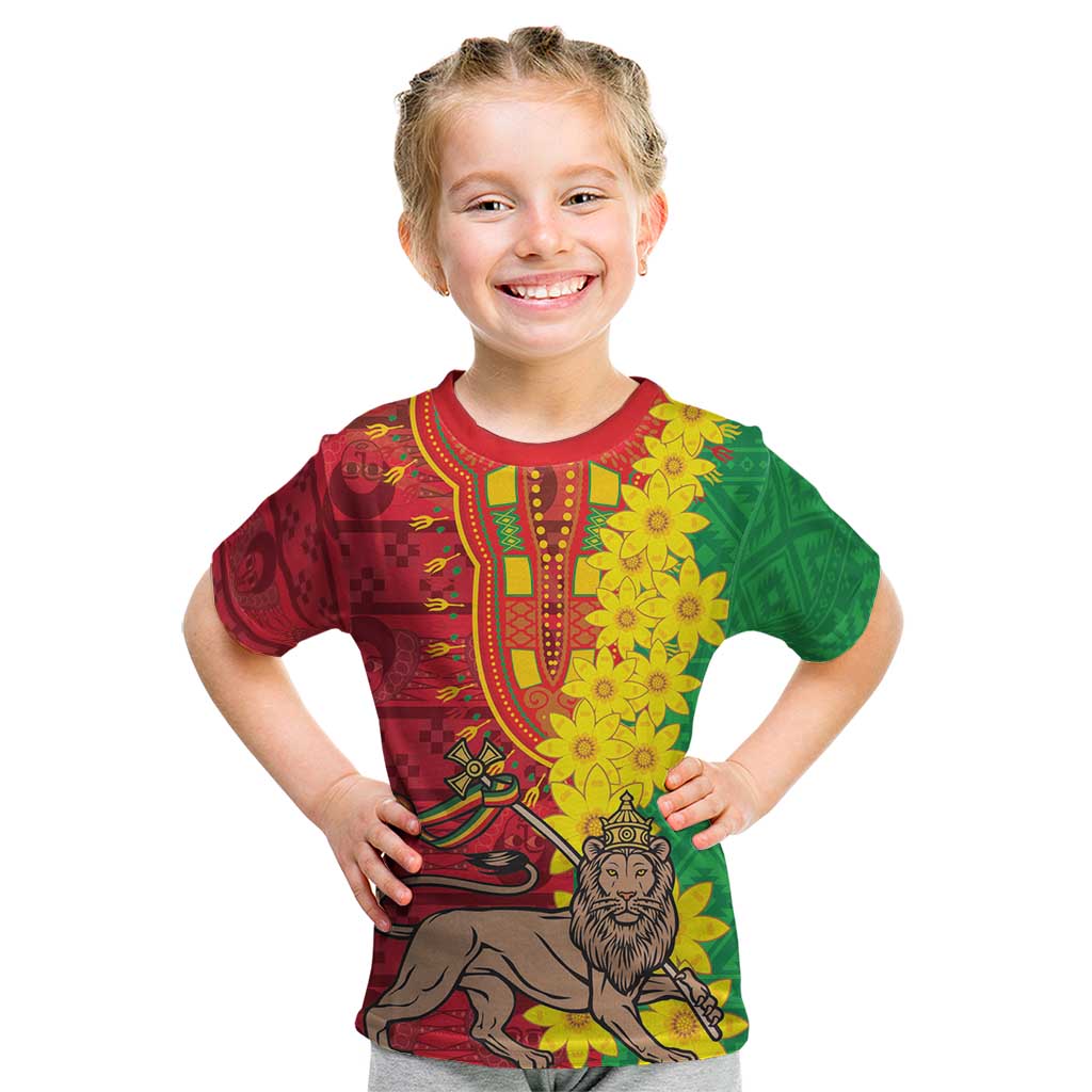 Ethiopia Enkutatash Melkam Addis Amet Kid T Shirt With Bidens Macroptera - Wonder Print Shop