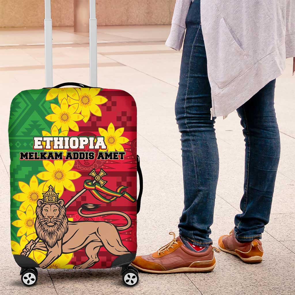 Ethiopia Enkutatash Melkam Addis Amet Luggage Cover With Bidens Macroptera - Wonder Print Shop