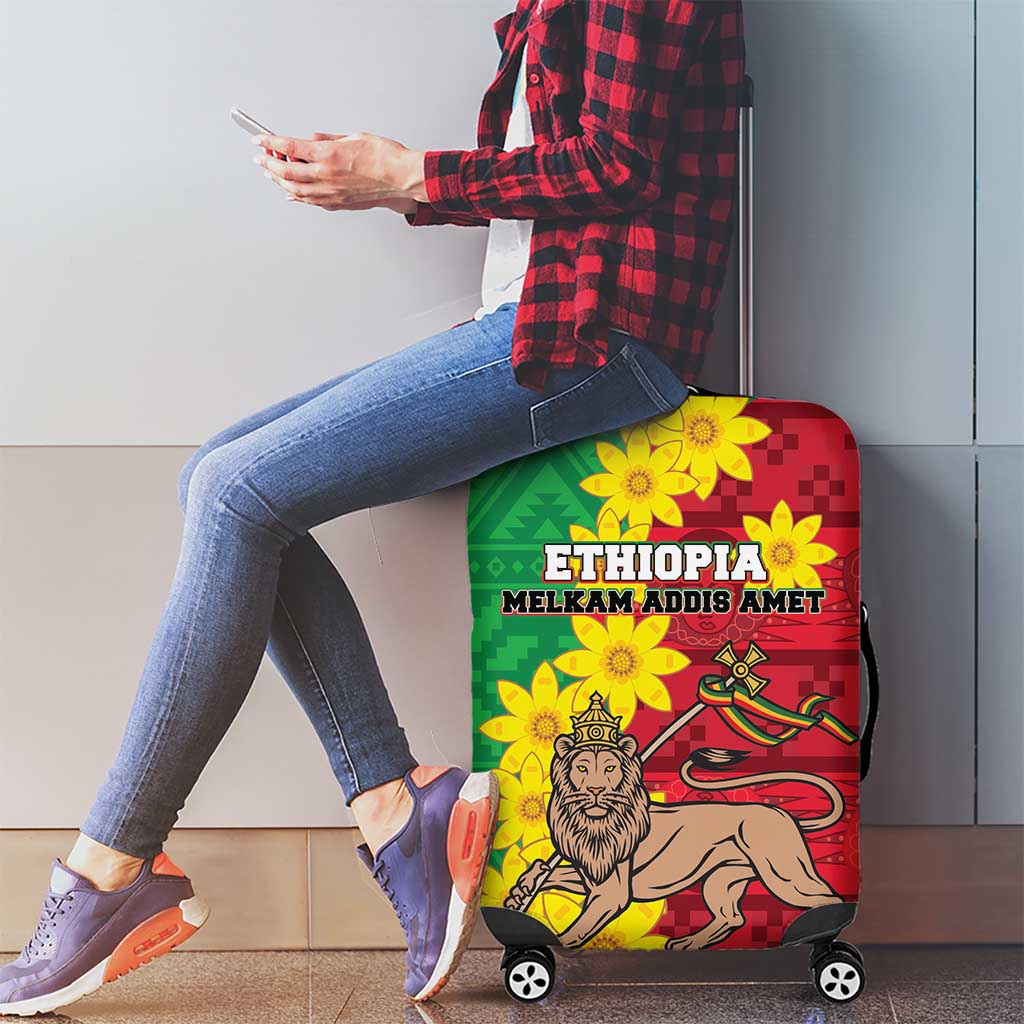 Ethiopia Enkutatash Melkam Addis Amet Luggage Cover With Bidens Macroptera - Wonder Print Shop