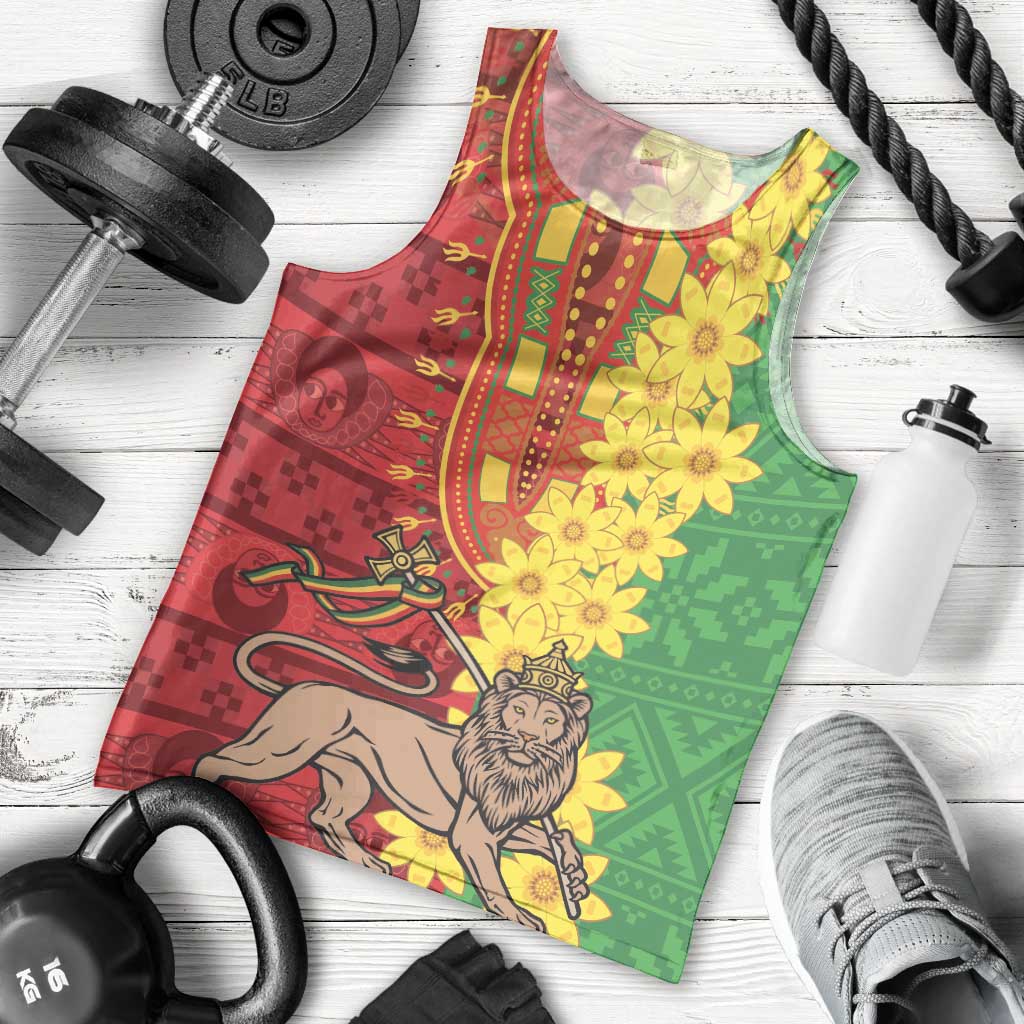 Ethiopia Enkutatash Melkam Addis Amet Men Tank Top With Bidens Macroptera - Wonder Print Shop