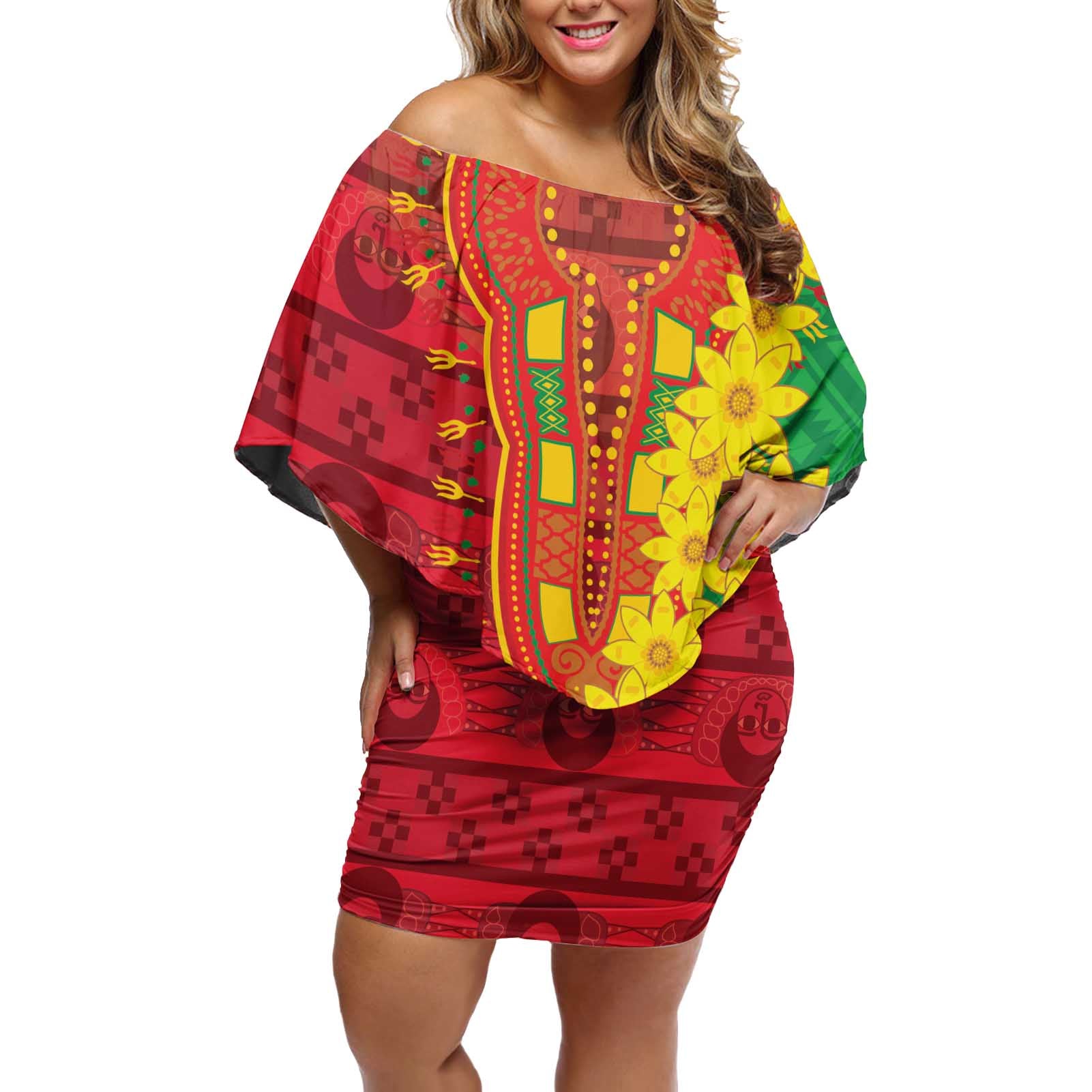 Ethiopia Enkutatash Melkam Addis Amet Off Shoulder Short Dress With Bidens Macroptera - Wonder Print Shop