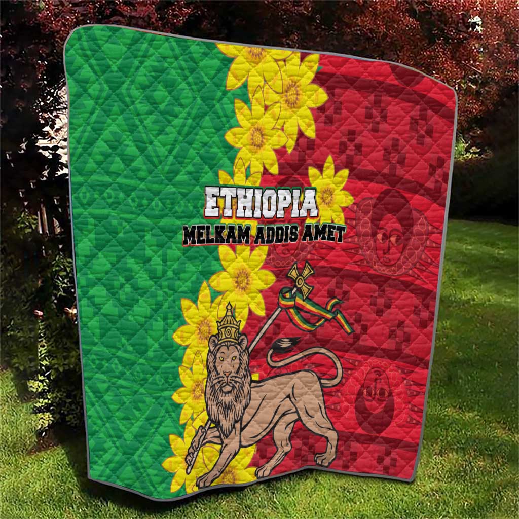 Ethiopia Enkutatash Melkam Addis Amet Quilt With Bidens Macroptera - Wonder Print Shop