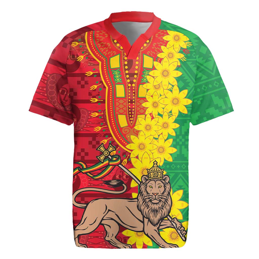 Ethiopia Enkutatash Melkam Addis Amet Rugby Jersey With Bidens Macroptera - Wonder Print Shop