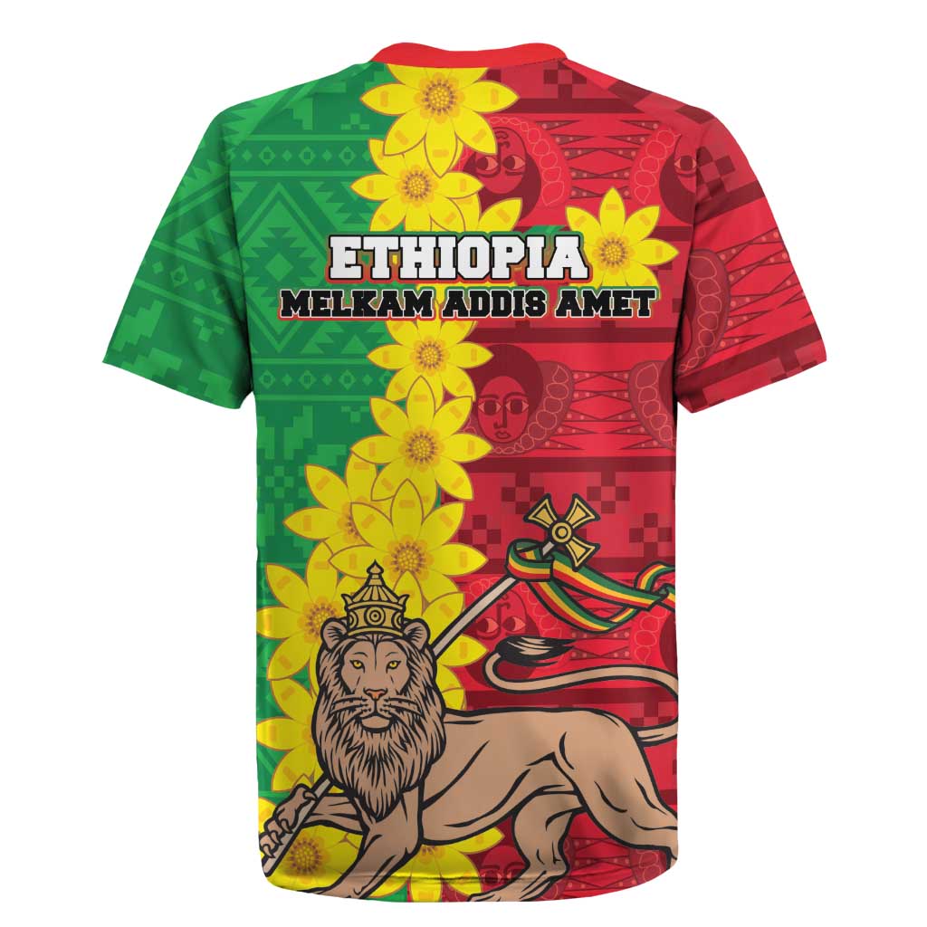 Ethiopia Enkutatash Melkam Addis Amet Rugby Jersey With Bidens Macroptera - Wonder Print Shop