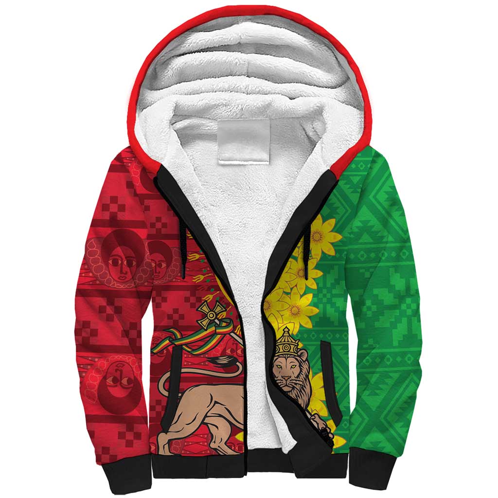 Ethiopia Enkutatash Melkam Addis Amet Sherpa Hoodie With Bidens Macroptera - Wonder Print Shop