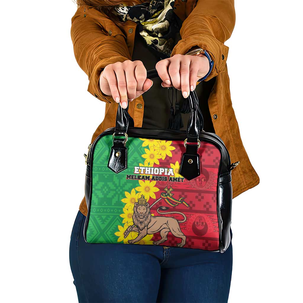 Ethiopia Enkutatash Melkam Addis Amet Shoulder Handbag With Bidens Macroptera