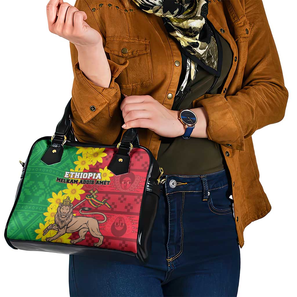Ethiopia Enkutatash Melkam Addis Amet Shoulder Handbag With Bidens Macroptera