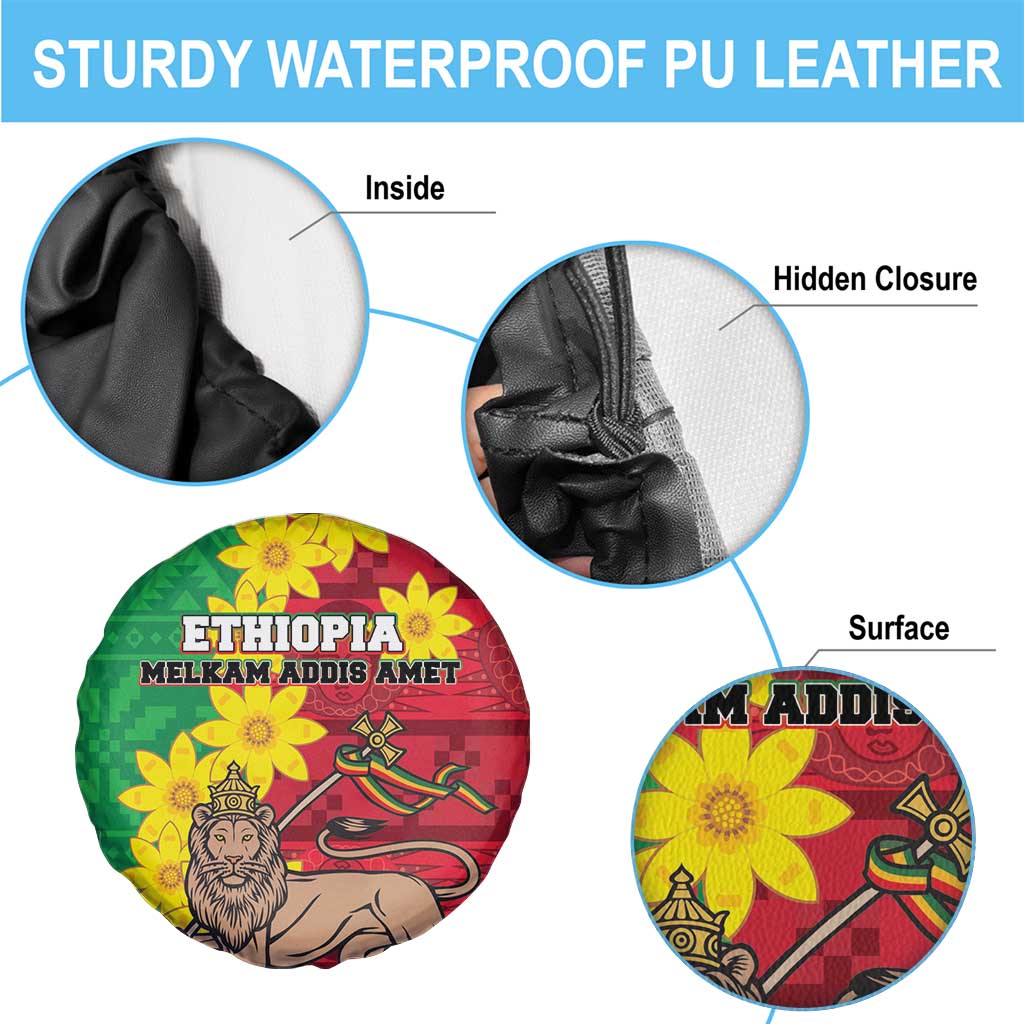 Ethiopia Enkutatash Melkam Addis Amet Spare Tire Cover With Bidens Macroptera - Wonder Print Shop