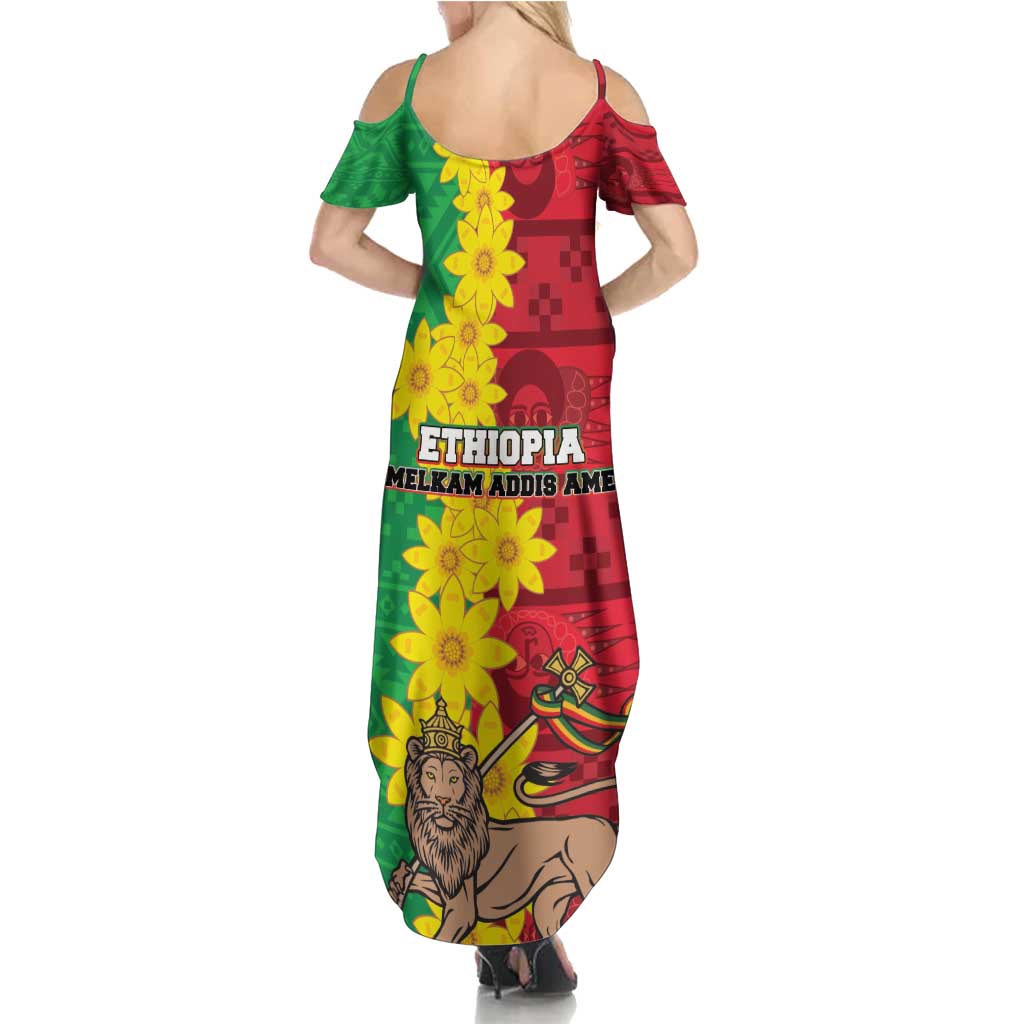 Ethiopia Enkutatash Melkam Addis Amet Summer Maxi Dress With Bidens Macroptera - Wonder Print Shop