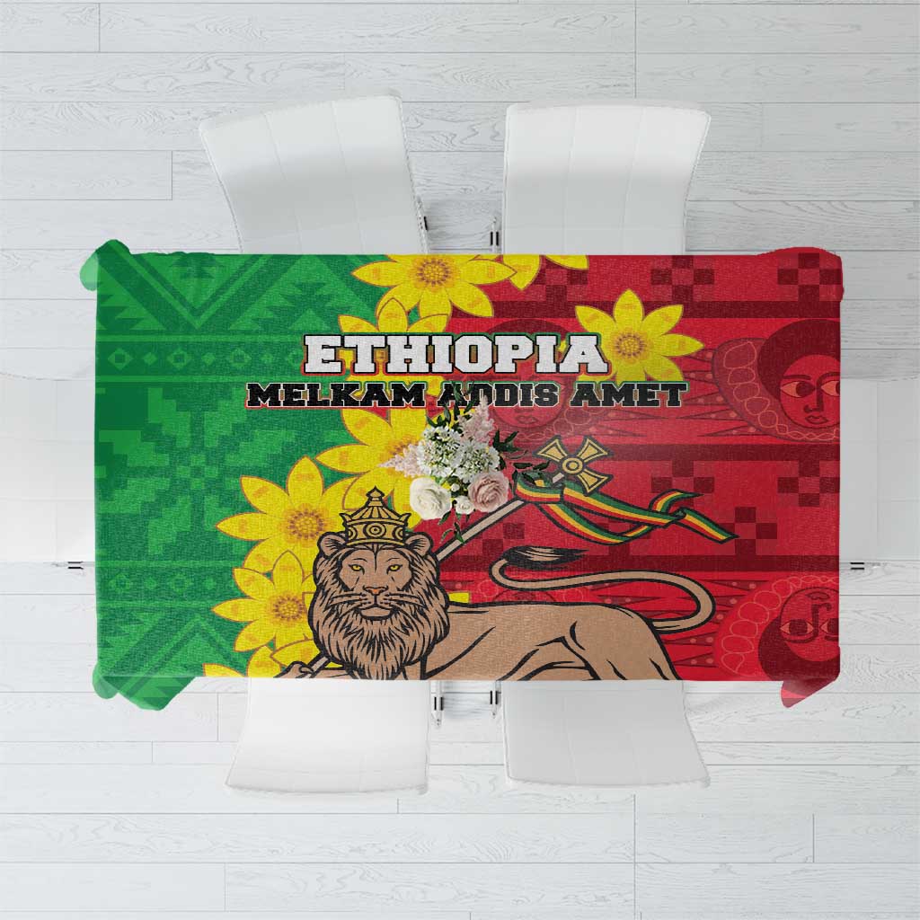 Ethiopia Enkutatash Melkam Addis Amet Tablecloth With Bidens Macroptera - Wonder Print Shop