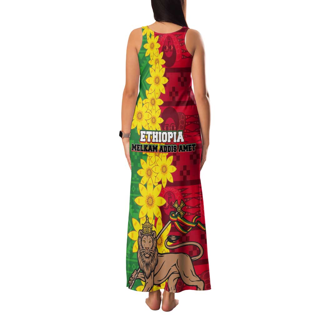 Ethiopia Enkutatash Melkam Addis Amet Tank Maxi Dress With Bidens Macroptera - Wonder Print Shop