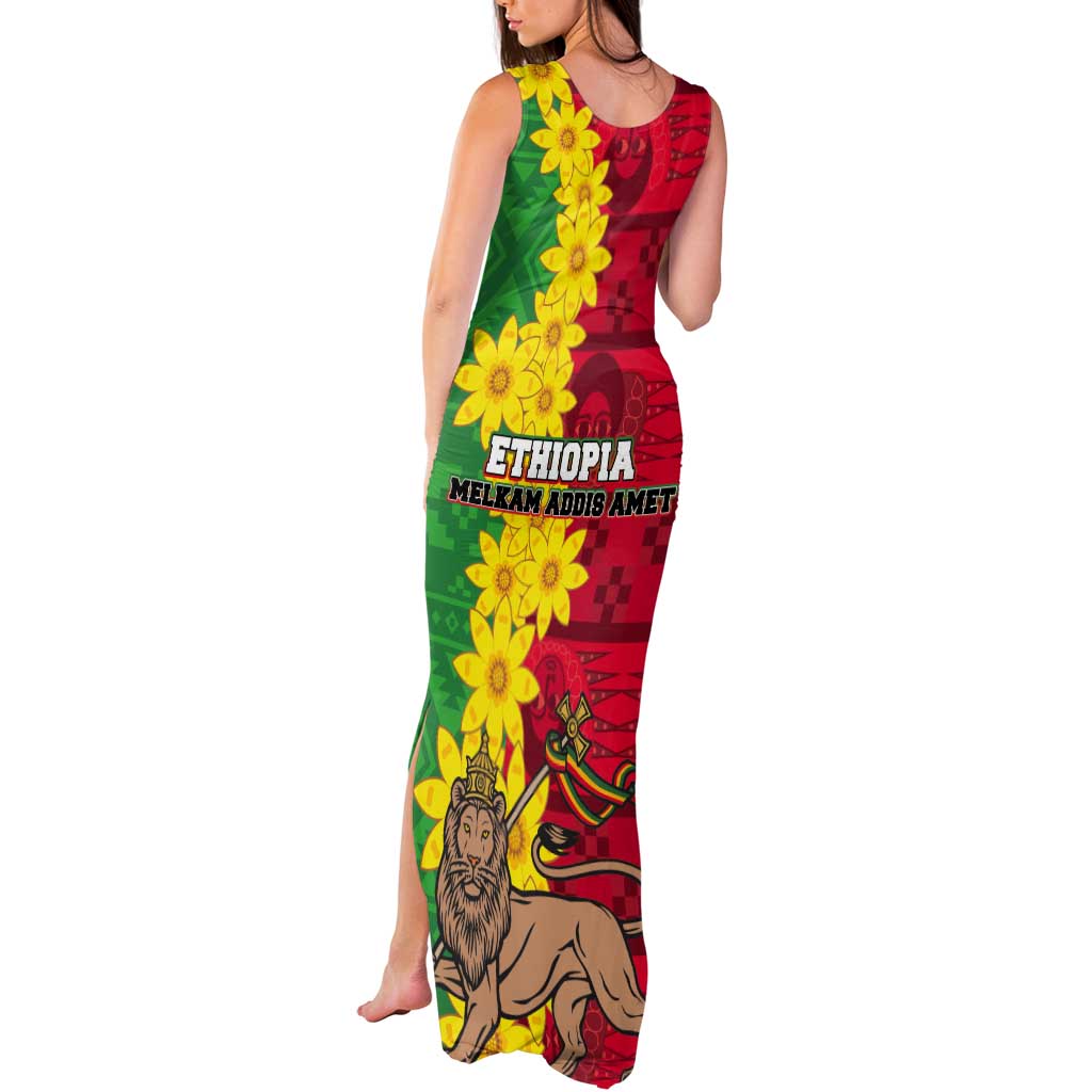 Ethiopia Enkutatash Melkam Addis Amet Tank Maxi Dress With Bidens Macroptera - Wonder Print Shop