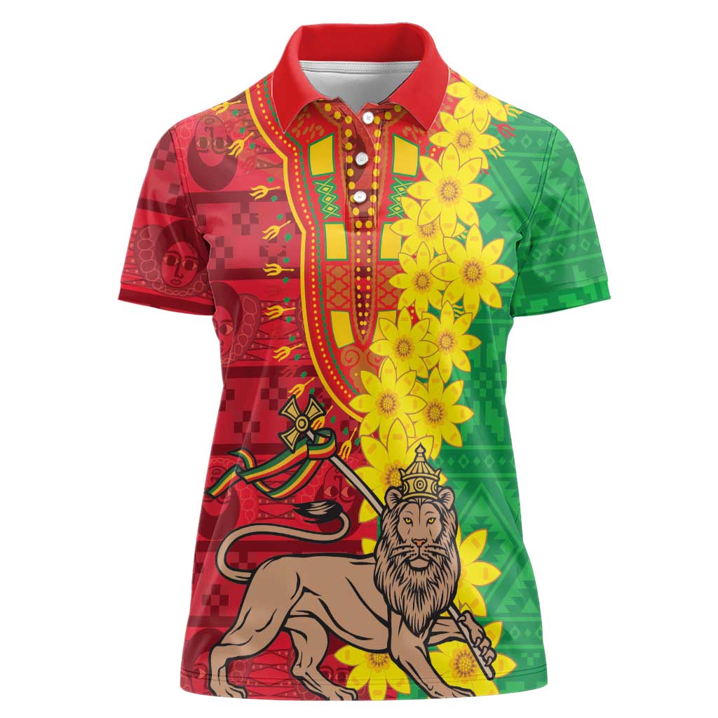 Ethiopia Enkutatash Melkam Addis Amet Women Polo Shirt With Bidens Macroptera - Wonder Print Shop