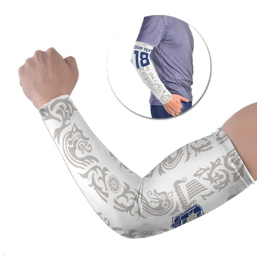 Custom York Minstrel Spirit Arm Sleeves Norse Viking Pattern White Version - Wonder Print Shop