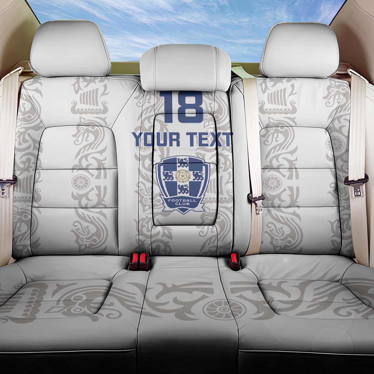Custom York Minstrel Spirit Back Car Seat Cover Norse Viking Pattern White Version - Wonder Print Shop