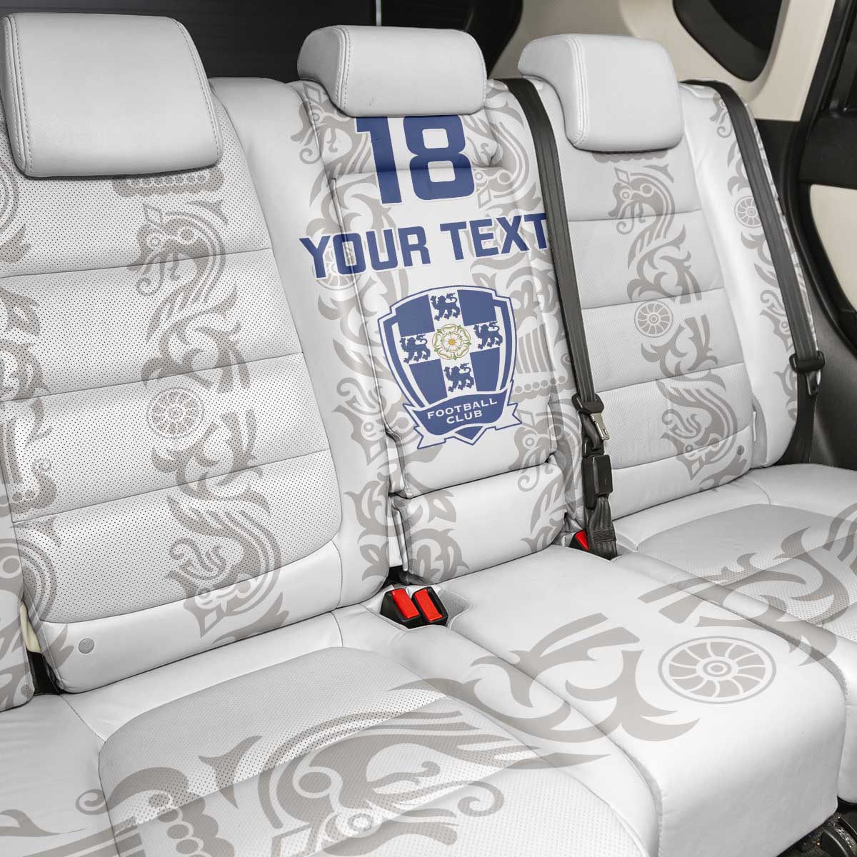 Custom York Minstrel Spirit Back Car Seat Cover Norse Viking Pattern White Version - Wonder Print Shop