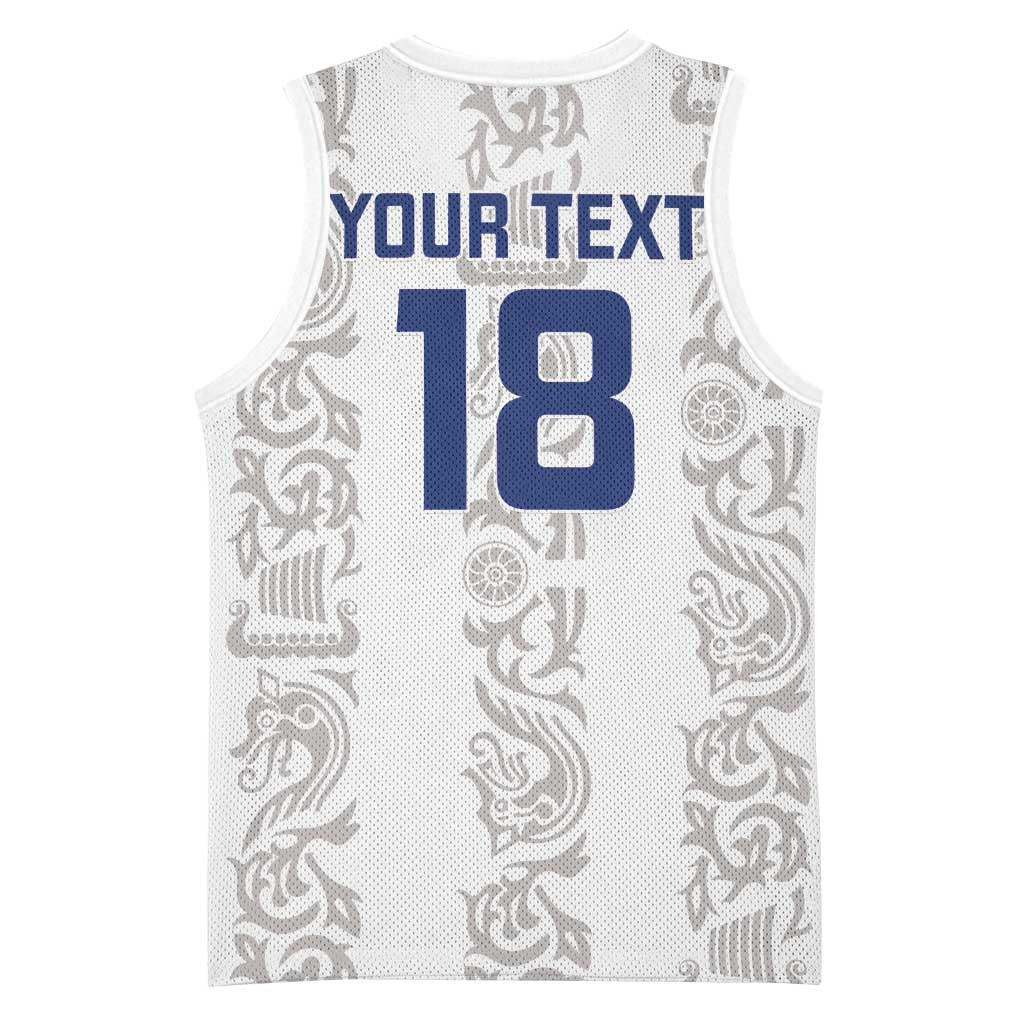 Custom York Minstrel Spirit Basketball Jersey Norse Viking Pattern White Version - Wonder Print Shop